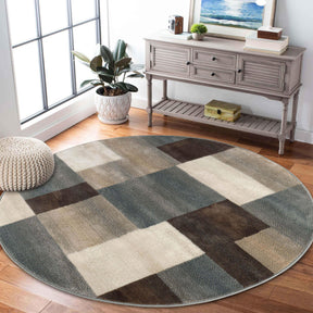 Clifton Geometric Color Block Plush Indoor Area Rug or Runner Rug - Gray