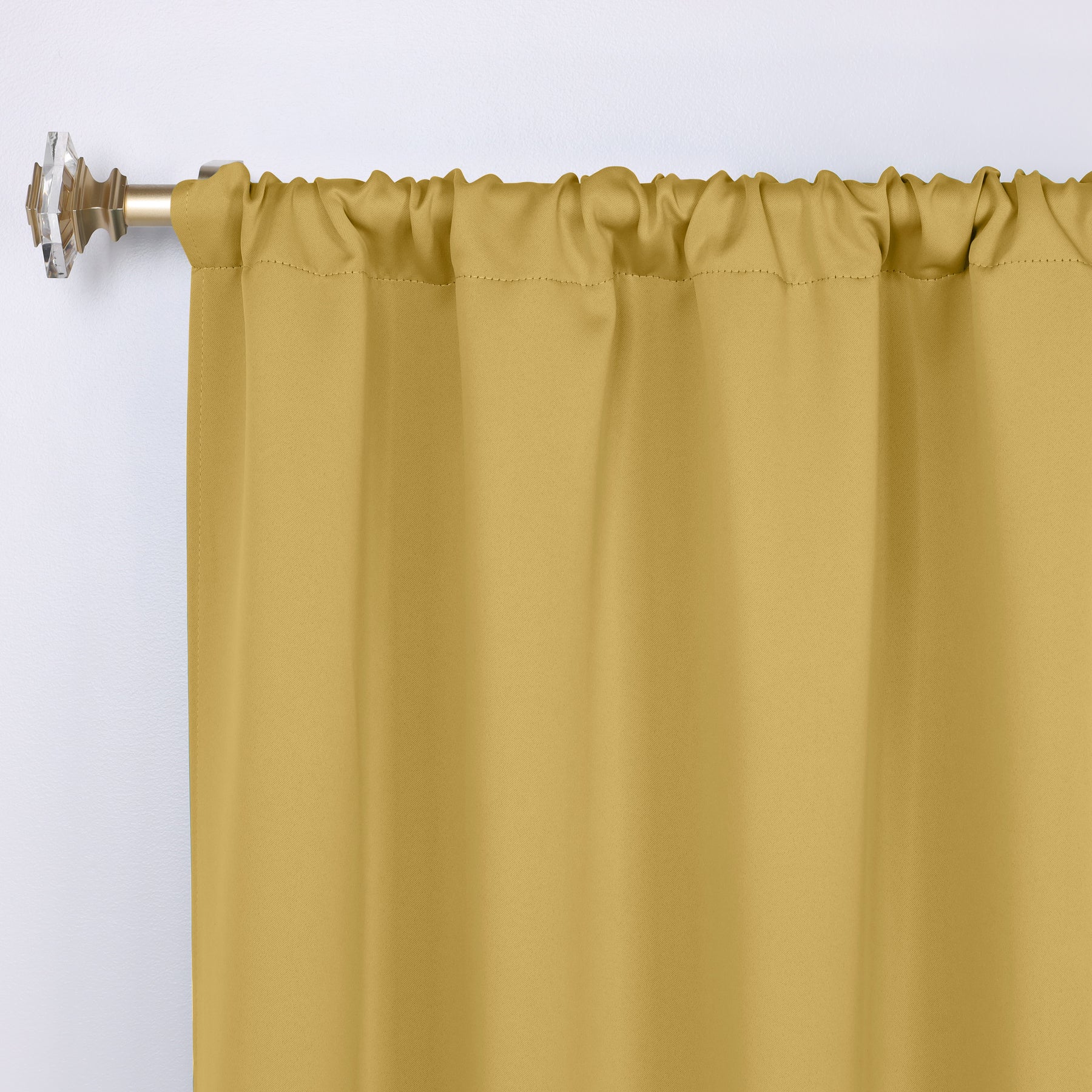 Solid Room Darkening Rod Pocket Blackout Curtain Panels, Set of 2 - MustardYellow