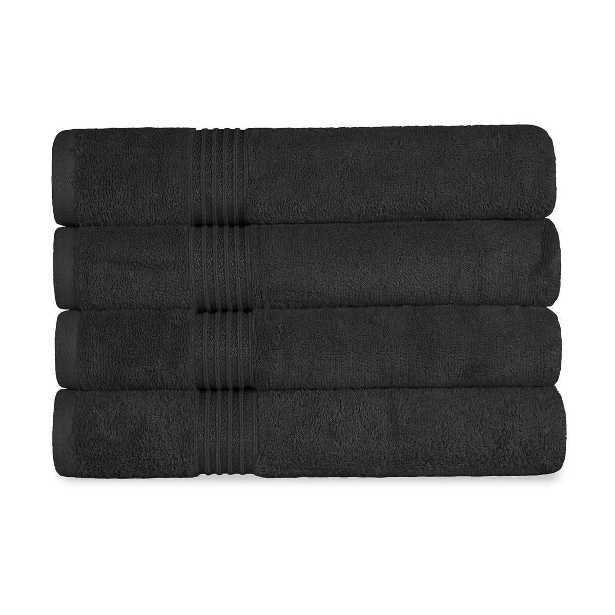 Egyptian Cotton Highly Absorbent Solid 4 Piece Bath Towel Set - Black