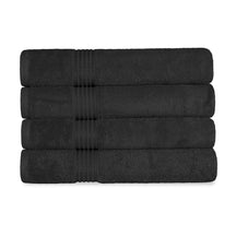 Egyptian Cotton Highly Absorbent Solid 4 Piece Bath Towel Set - Black