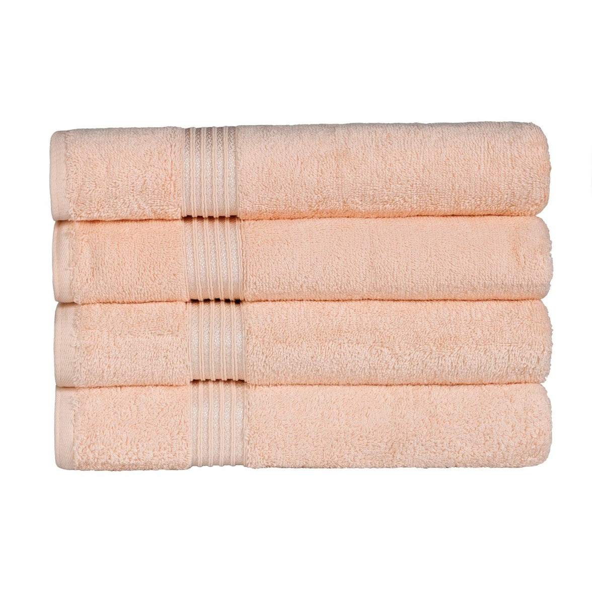 Egyptian Cotton Highly Absorbent Solid 4 Piece Bath Towel Set - Peach