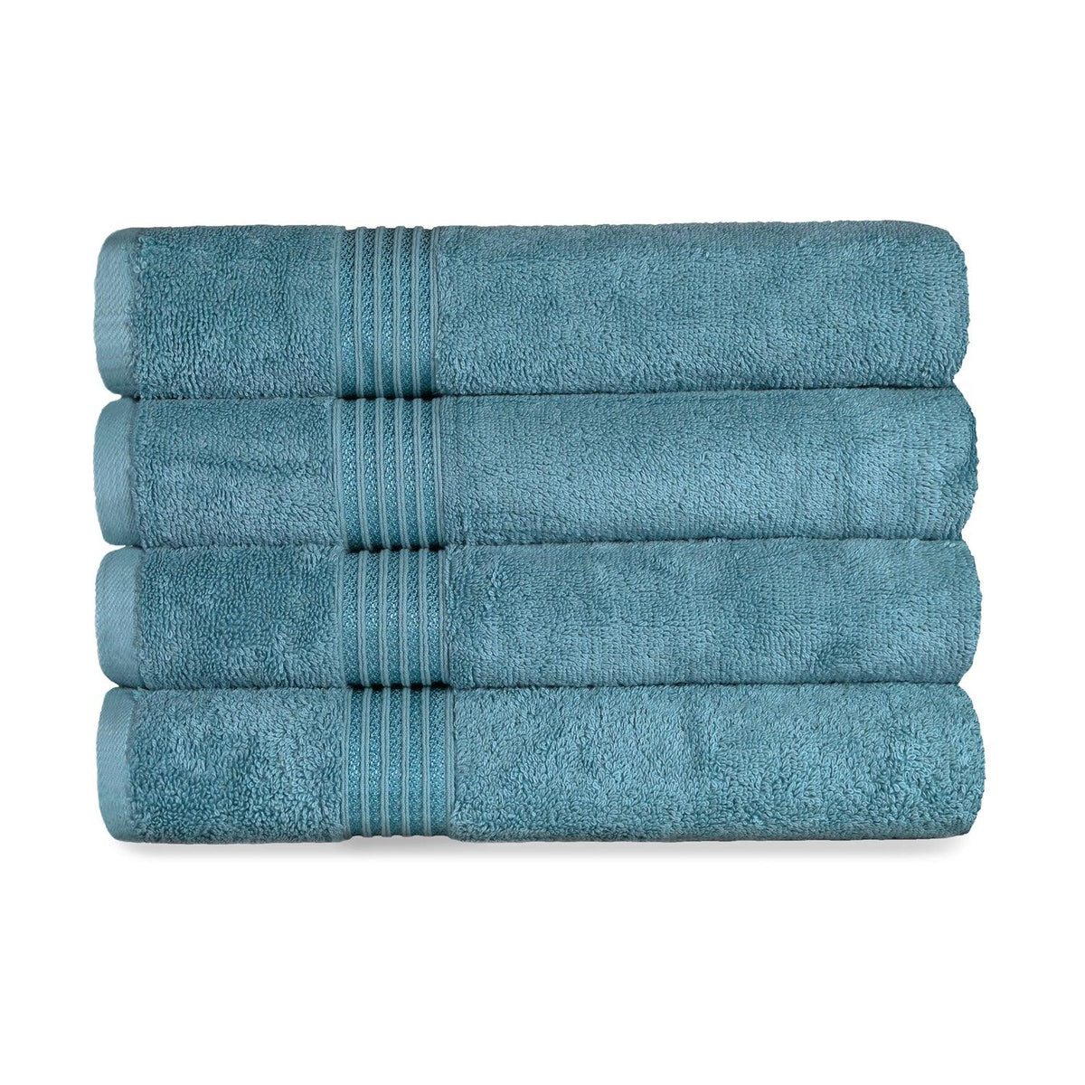 Egyptian Cotton Highly Absorbent Solid 4 Piece Bath Towel Set - Sapphire