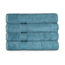 Egyptian Cotton Highly Absorbent Solid 4 Piece Bath Towel Set - Sapphire