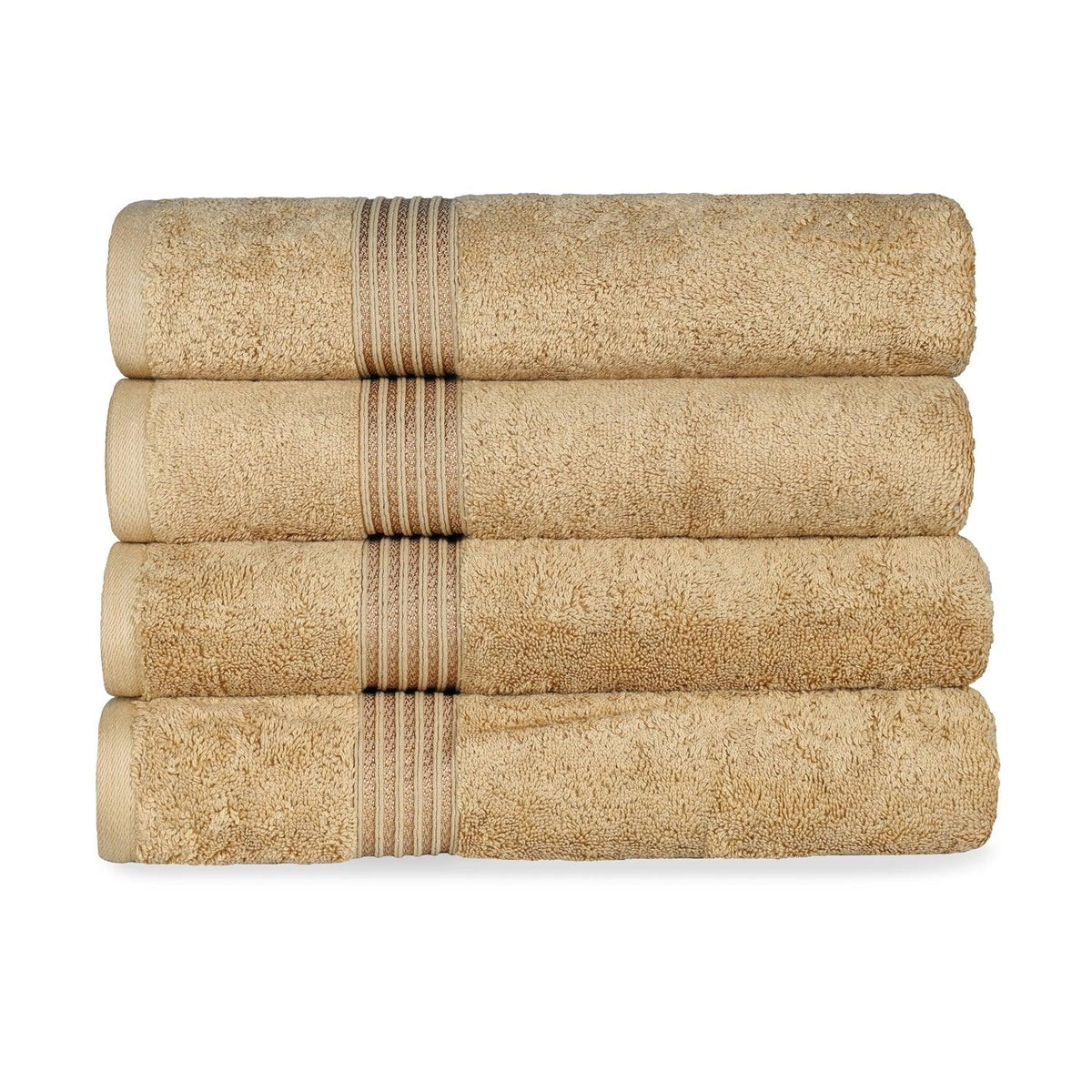 Egyptian Cotton Highly Absorbent Solid 4 Piece Bath Towel Set - Toast