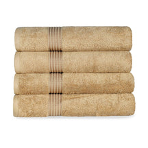 Egyptian Cotton Highly Absorbent Solid 4 Piece Bath Towel Set - Toast