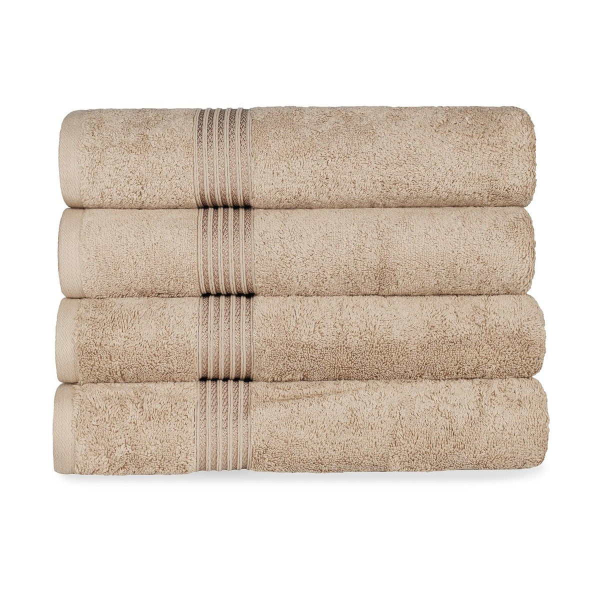 Egyptian Cotton Highly Absorbent Solid 4 Piece Bath Towel Set - Latte