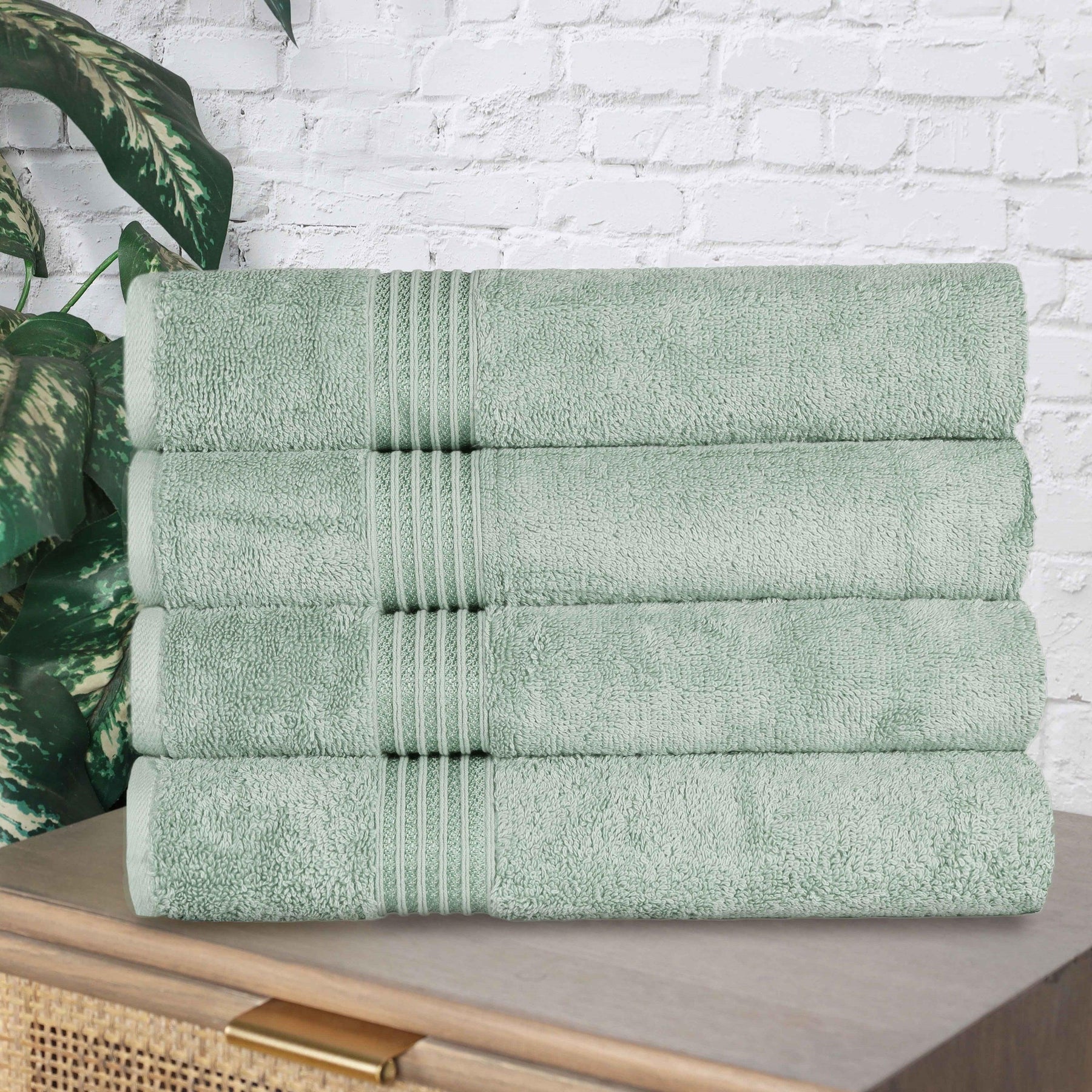 Egyptian Cotton Highly Absorbent Solid 4 Piece Bath Towel Set - Sage