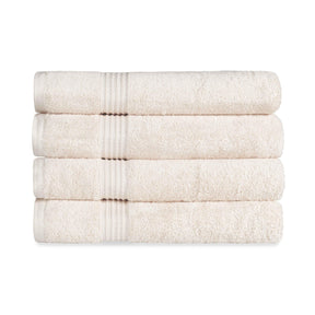 Egyptian Cotton Highly Absorbent Solid 4 Piece Bath Towel Set - Ivory