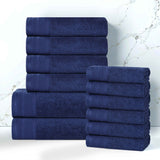 Honeycomb Textured Waffle Border Cotton 12 Piece Towel Set - Towel Set by Superior