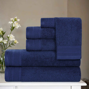 Honeycomb Textured Waffle Border Cotton 6 Piece Towel Set