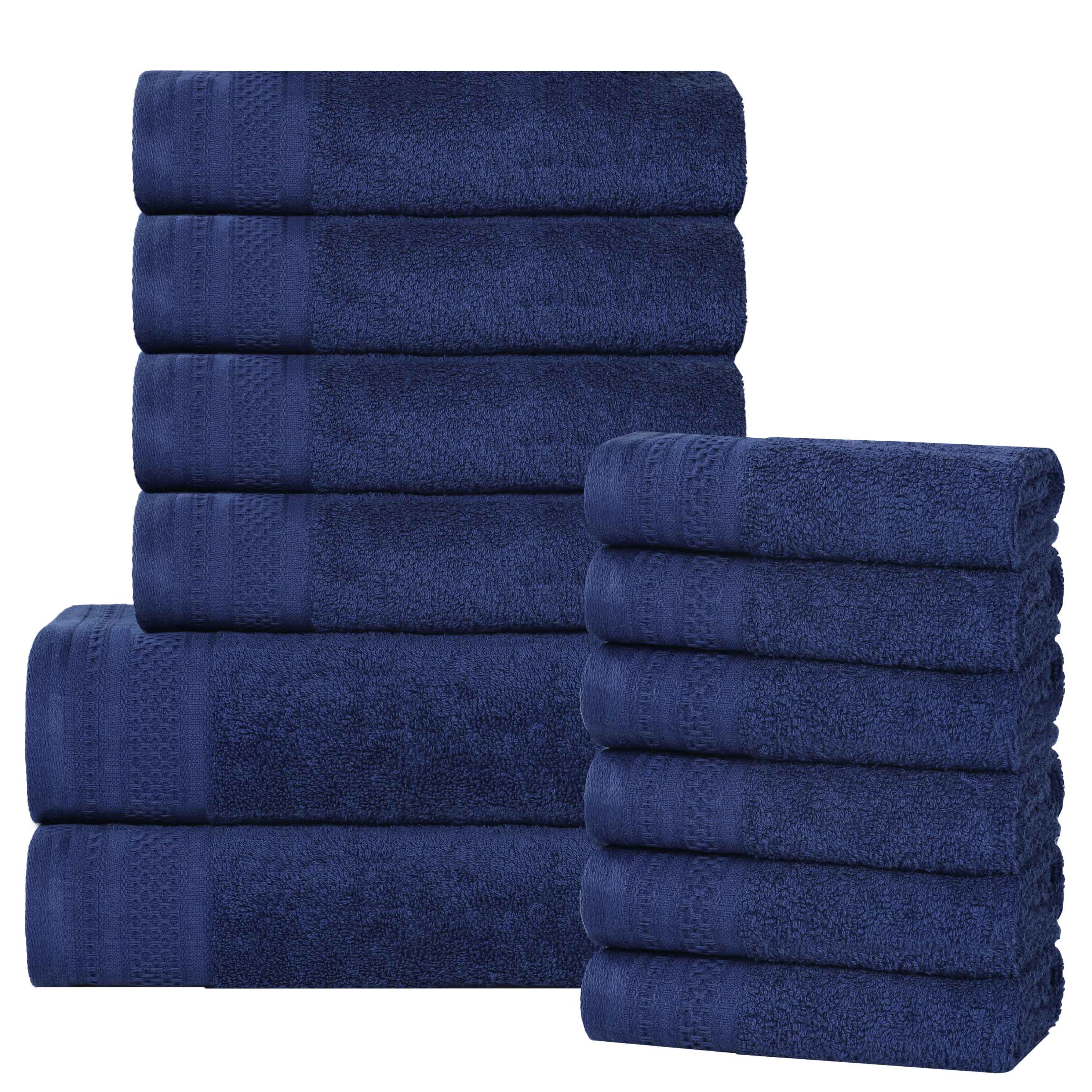 Honeycomb Textured Waffle Border Cotton 12 Piece Towel Set - Towel Set by Superior