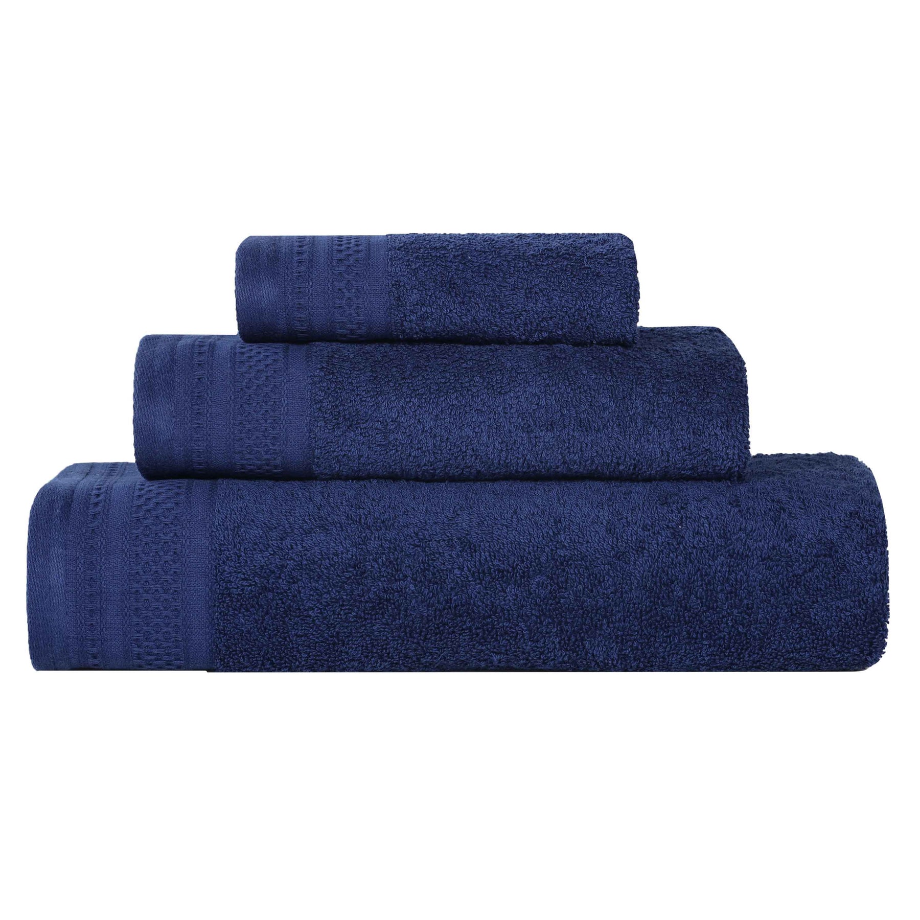 Honeycomb Textured Waffle Border Cotton 3 Piece Towel Set