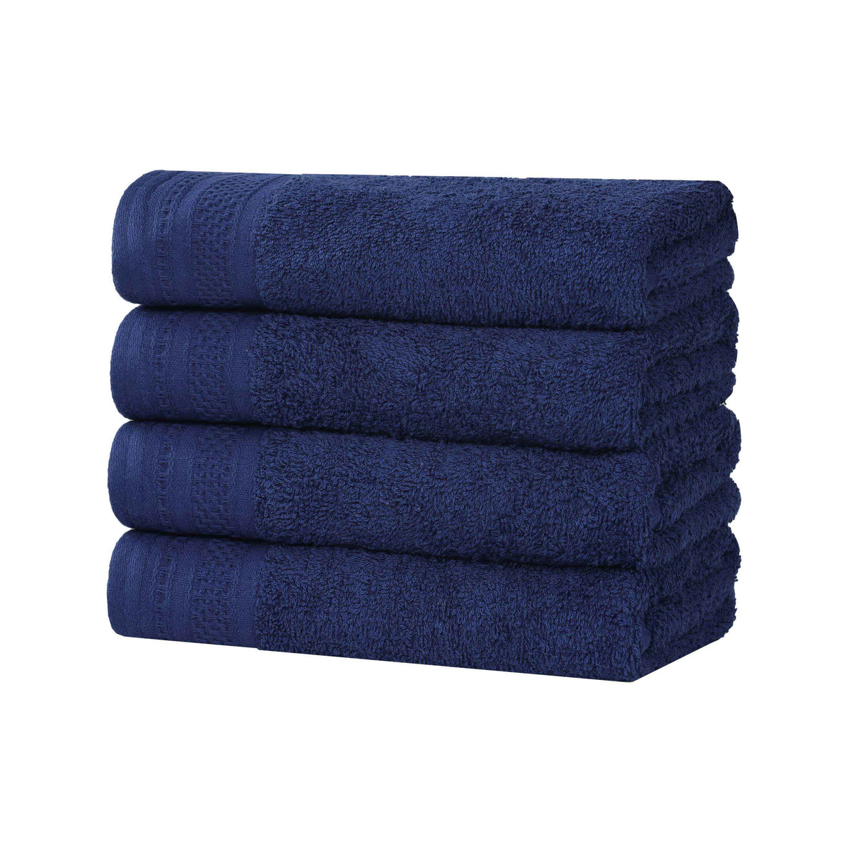 Honeycomb Textured Waffle Border Cotton Hand Towels, Set of 4