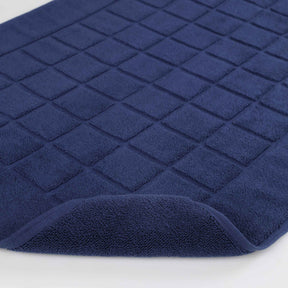 Nora Cotton Solid Absorbent Thick Checkered Washable Bath Mat Set of 2