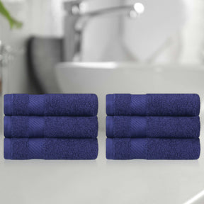 Egyptian Cotton Dobby Border Medium Weight 6 Piece Hand Towel Set - Hand Towel Set by Superior - Superior 