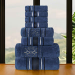 Sadie Zero Twist Cotton Solid and Jacquard Floral 8 Piece Towel Set - Towel Set by Superior