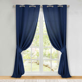 Classic Modern Solid Room Darkening Blackout Curtain Panels, Set of 2 - NavyBlue