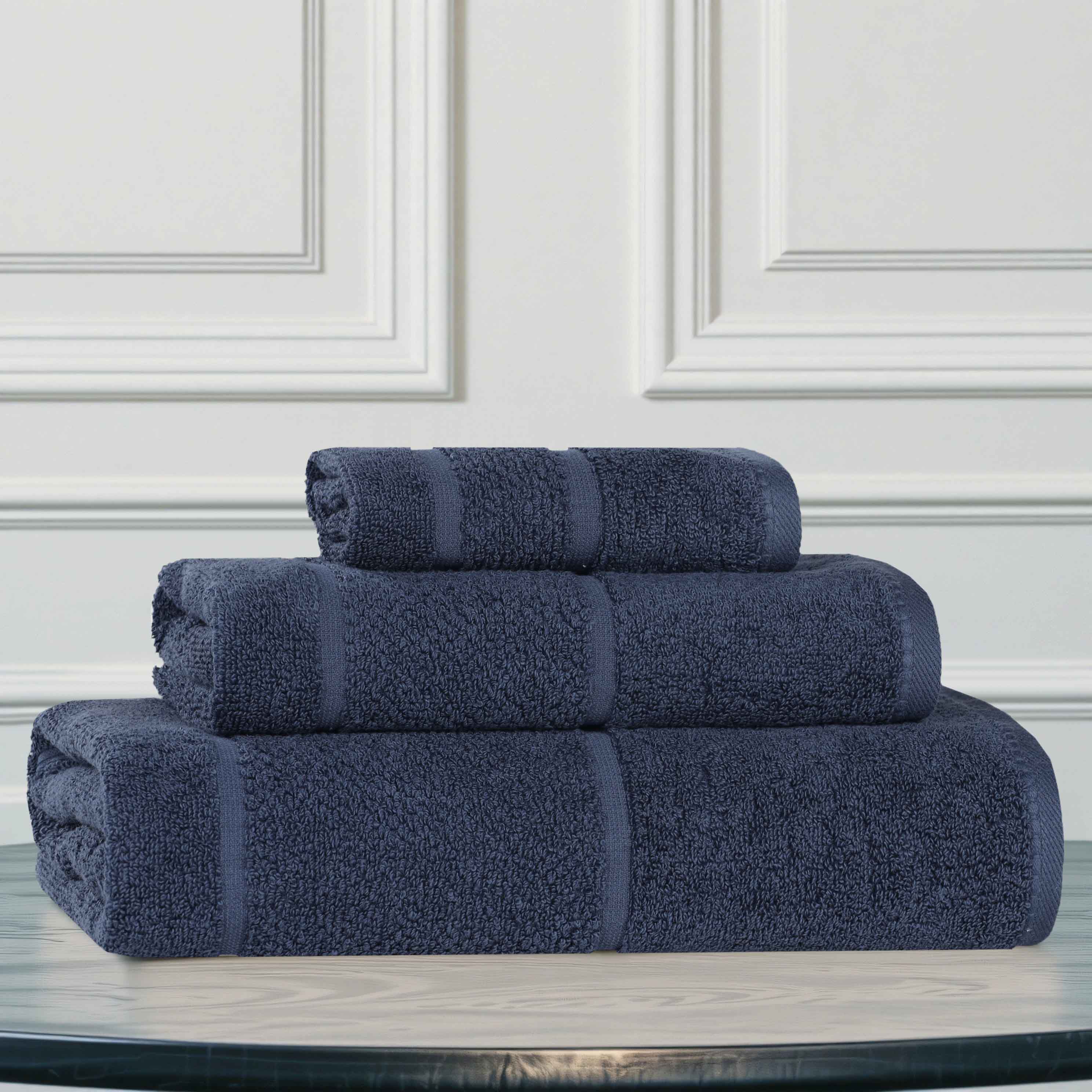 Mile Smart Twist Cotton Solid Thick Border 3 Piece Towel Set - Towel Set by Superior