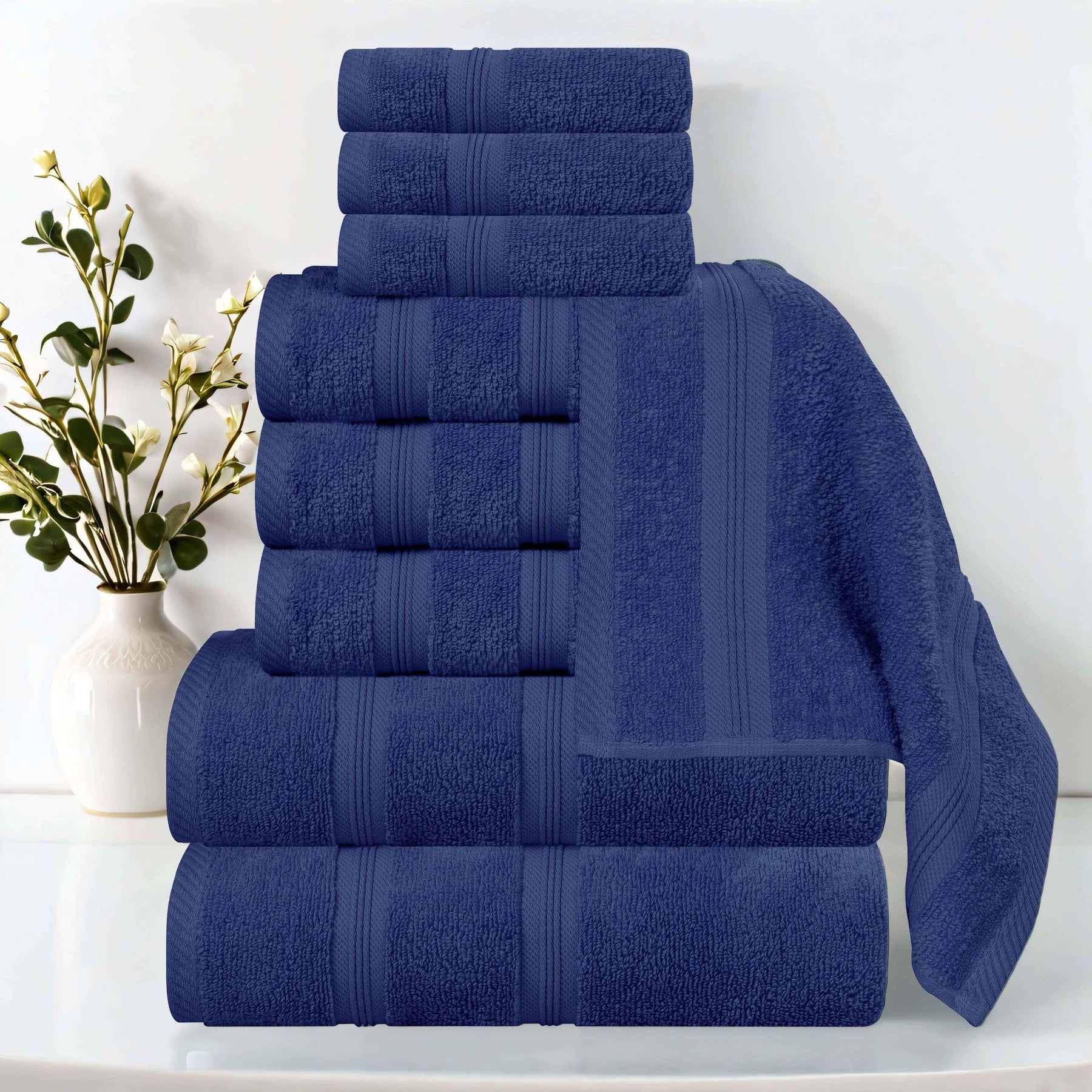 Smart Dry Zero Twist Cotton Medium Weight 9 Piece Assorted Towel Set