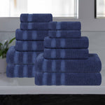 Brea Zero Twist Cotton Ribbed Geometric Border 12 Piece Towel Set - Towel Set by Superior