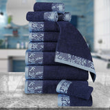 Wisteria Cotton Medium Weight Floral Jacquard 12 Piece Towel Set - Towel Set by Superior