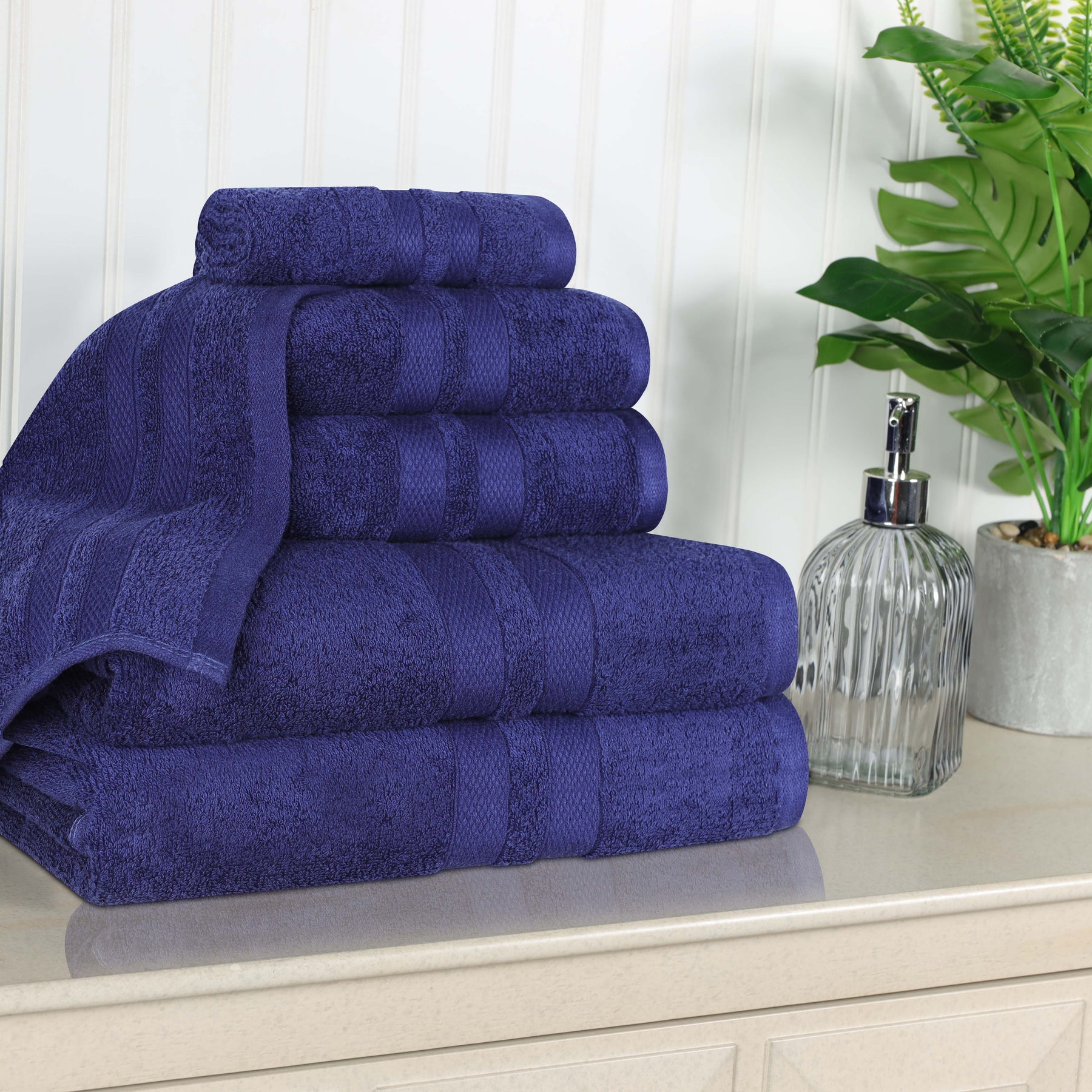 Ultra Soft Cotton Absorbent Solid Assorted 6 Piece Towel Set