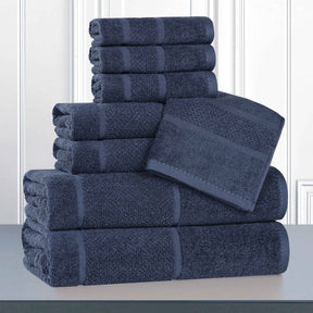 Mile Smart Twist Cotton Medium Soft Thick Border 8 Piece Towel Set