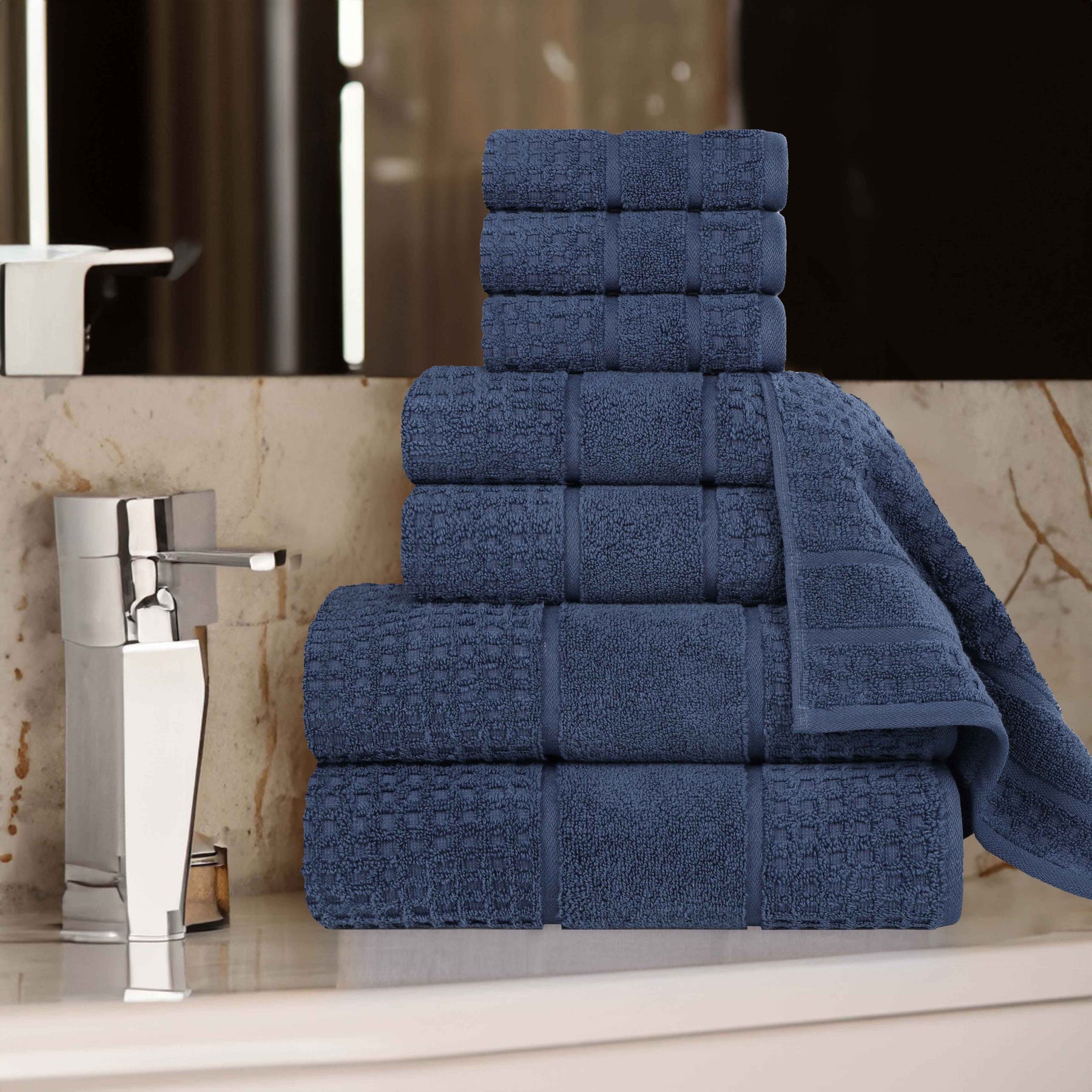 Napa Zero Twist Cotton Solid Waffle Honeycomb 8 Piece Towel Set