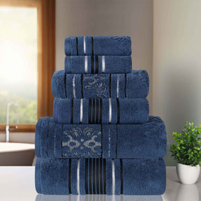 Sadie Zero Twist Cotton Solid and Jacquard Floral 6 Piece Towel Set