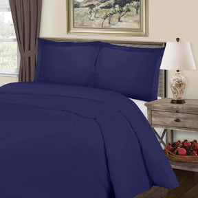 Cotton Blend 800 Thread Count Solid Duvet Cover Set - NavyBlue