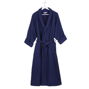 Waffle Weave Cotton Soft Lightweight Oversized Unisex Adult Bath Robe - NavyBlue