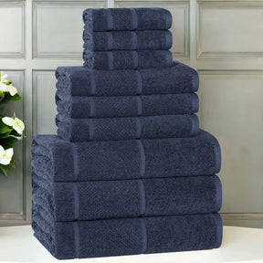 Mile Smart Twist Cotton Solid Thick Border 9 Piece Towel Set