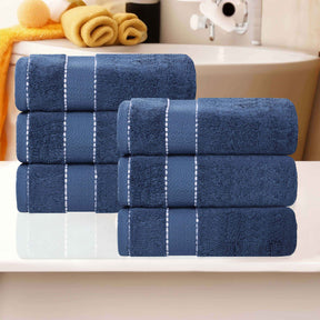 Niles Egyptian Giza Cotton Plush Thick Absorbent Hand Towel Set of 6 - NavyBlue