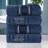 Sadie Zero Twist Cotton Solid and Jacquard Floral Bath Towel Set of 4 - Bath Towel by Superior