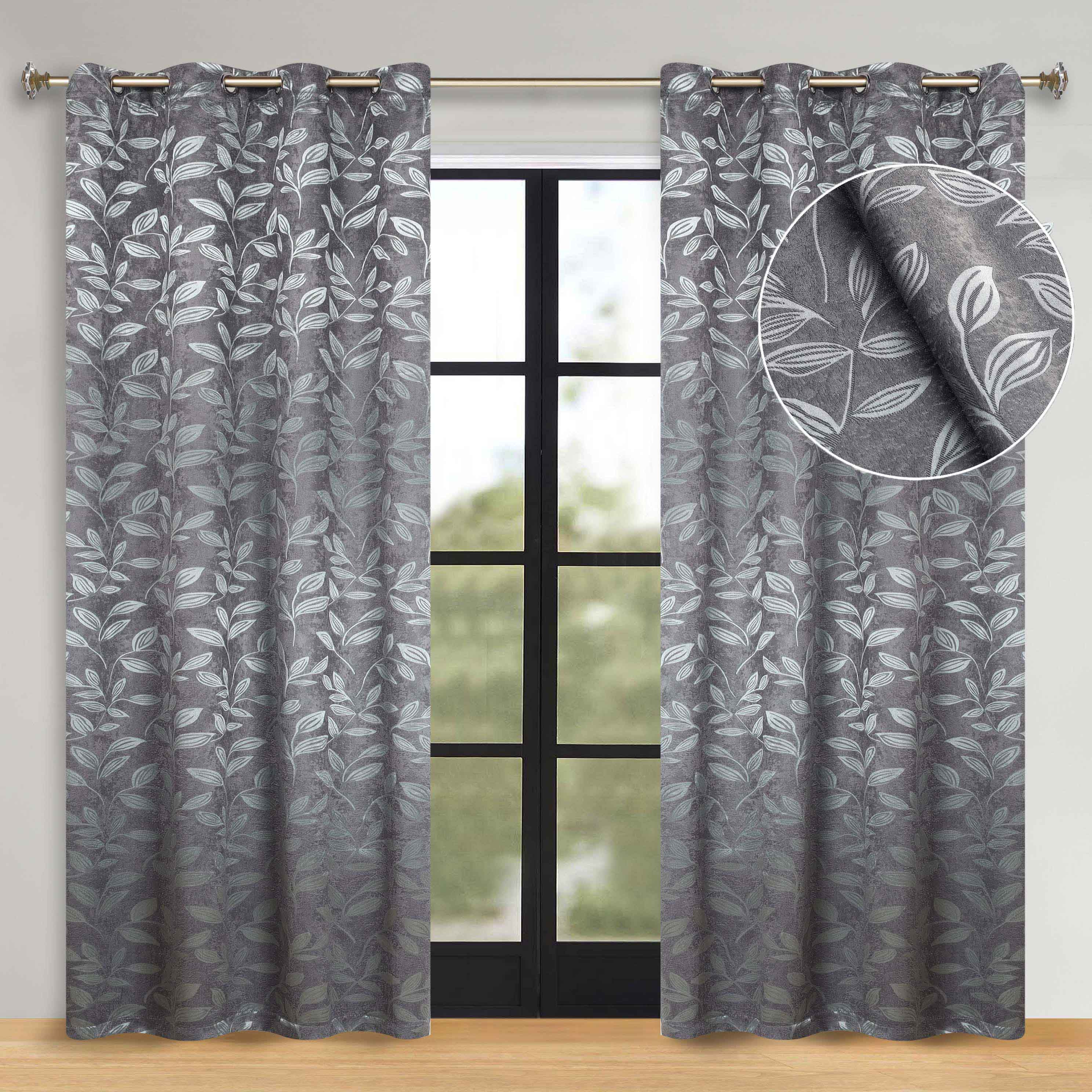 Leaves Room Darkening Washable Blackout Curtain Panels, Set of 2 - Blackout Curtains by Superior