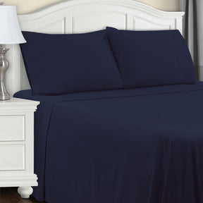 Cotton Flannel Trellis Traditional Solid Deep Pocket Bed Sheet Set - NavyBlue