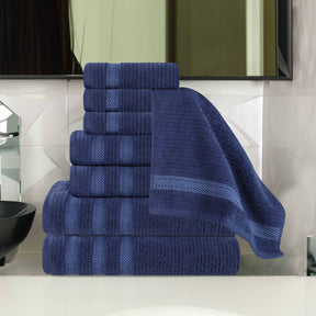 Brea Zero Twist Cotton Ribbed Geometric Border 8 Piece Towel Set