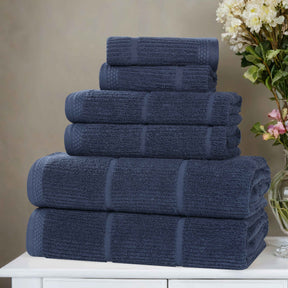 Milo Smart Twist Cotton Medium Weight Solid Ribbed 6 Piece Towel Set