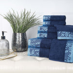 Wisteria Cotton Medium Weight Floral Jacquard Border 8 Piece Towel Set - Towel Set by Superior