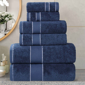 Niles Egyptian Giza Cotton Plush Heavyweight Soft 6 Piece Towel Set - NavyBlue