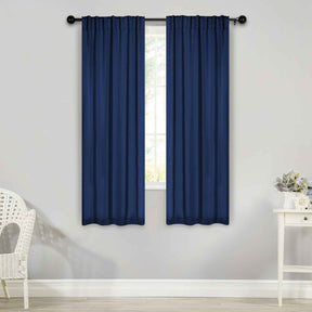 Solid Room Darkening Blackout Curtain Panels, Back Tabs, Set of 2 - NavyBlue