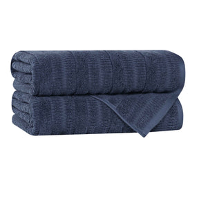 Mika Smart Twist Cotton Solid Textured Ribbed Bath Towels, Set of 2