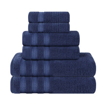 Brea Zero Twist Cotton Ribbed Geometric Border 6 Piece Towel Set