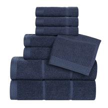 Milo Smart Twist Cotton Medium Weight Solid Ribbed 8 Piece Towel Set