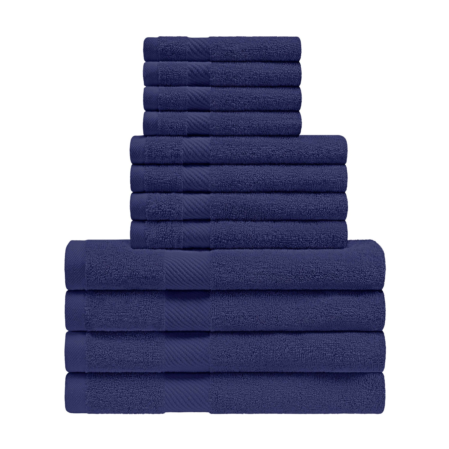 Eco-Friendly Egyptian Cotton Cotton Absorbent 12 Piece Assorted Towel Set - NavyBlue