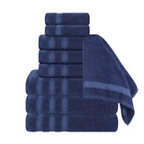 Brea Zero Twist Cotton Ribbed Geometric Border 9 Piece Towel Set - Towel Set by Superior