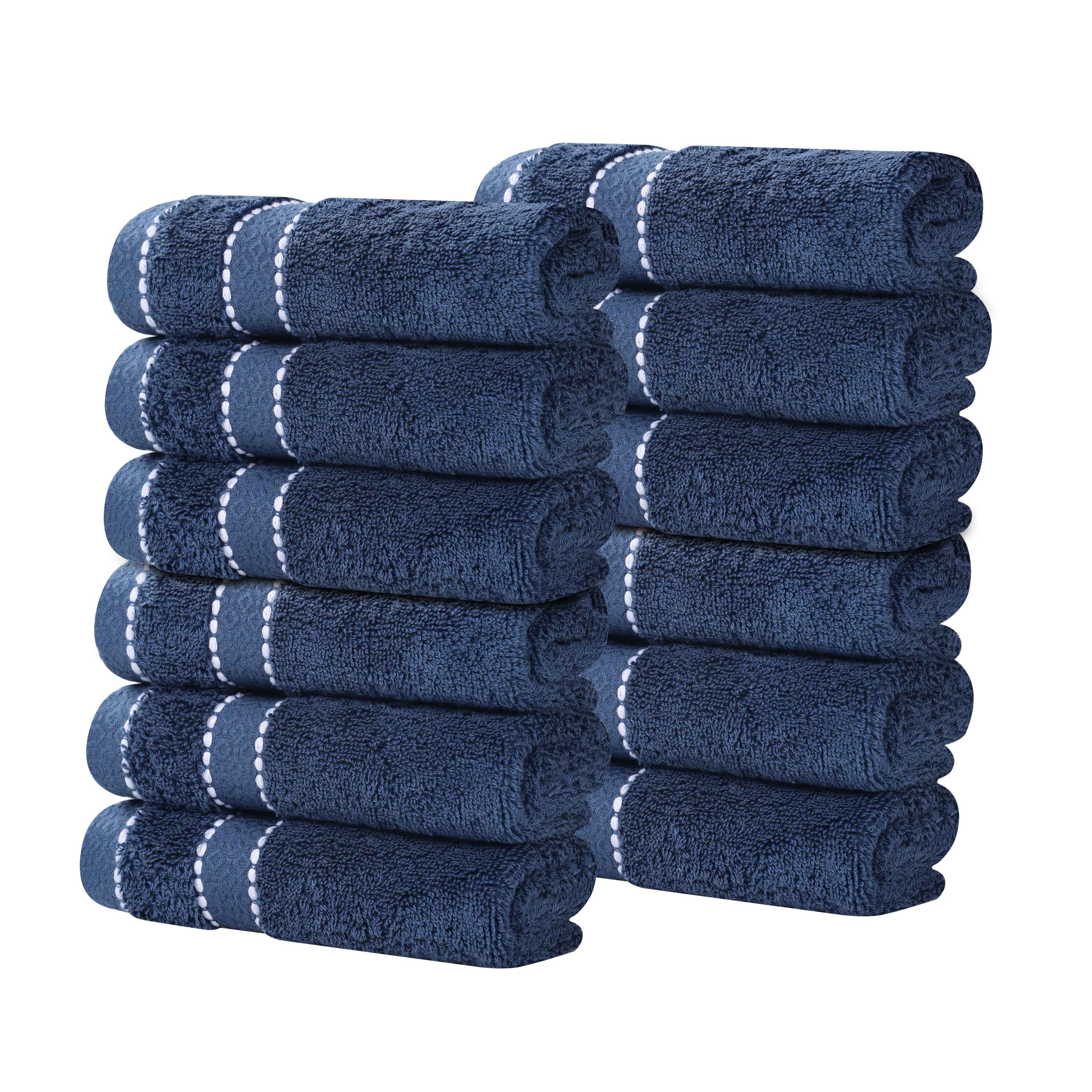 Niles Egyptian Giza Cotton Absorbent Face Towel Washcloth Set of 12 - Face Towel by Superior