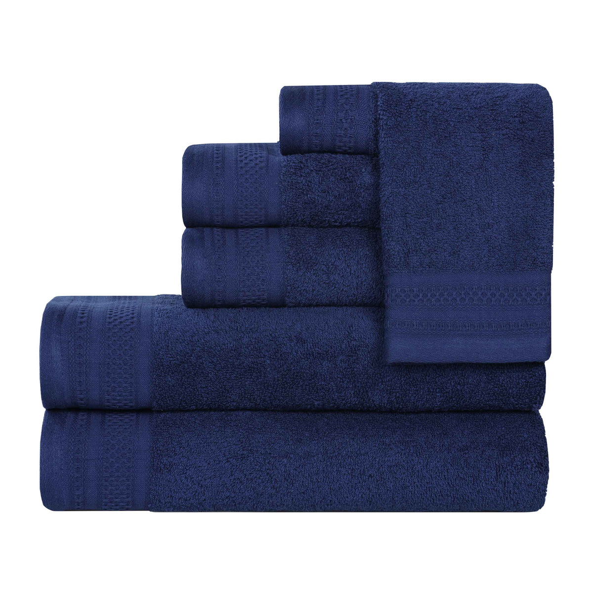 Honeycomb Textured Waffle Border Cotton 6 Piece Towel Set