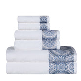 Medallion Cotton Jacquard Textured 6 Piece Assorted Towel Set - Towel Set by Superior - Superior 