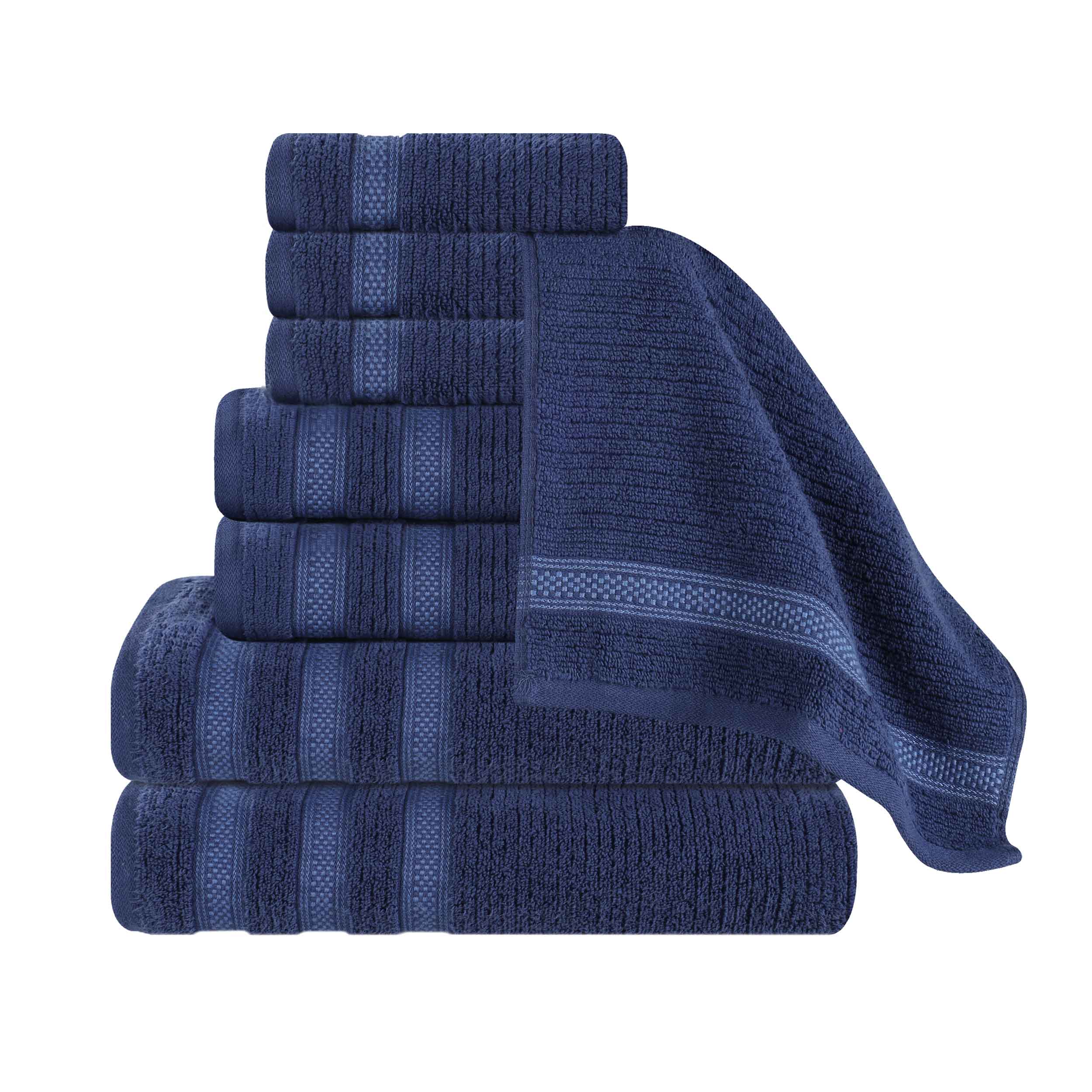 Brea Zero Twist Cotton Ribbed Geometric Border 8 Piece Towel Set - Towel Set by Superior